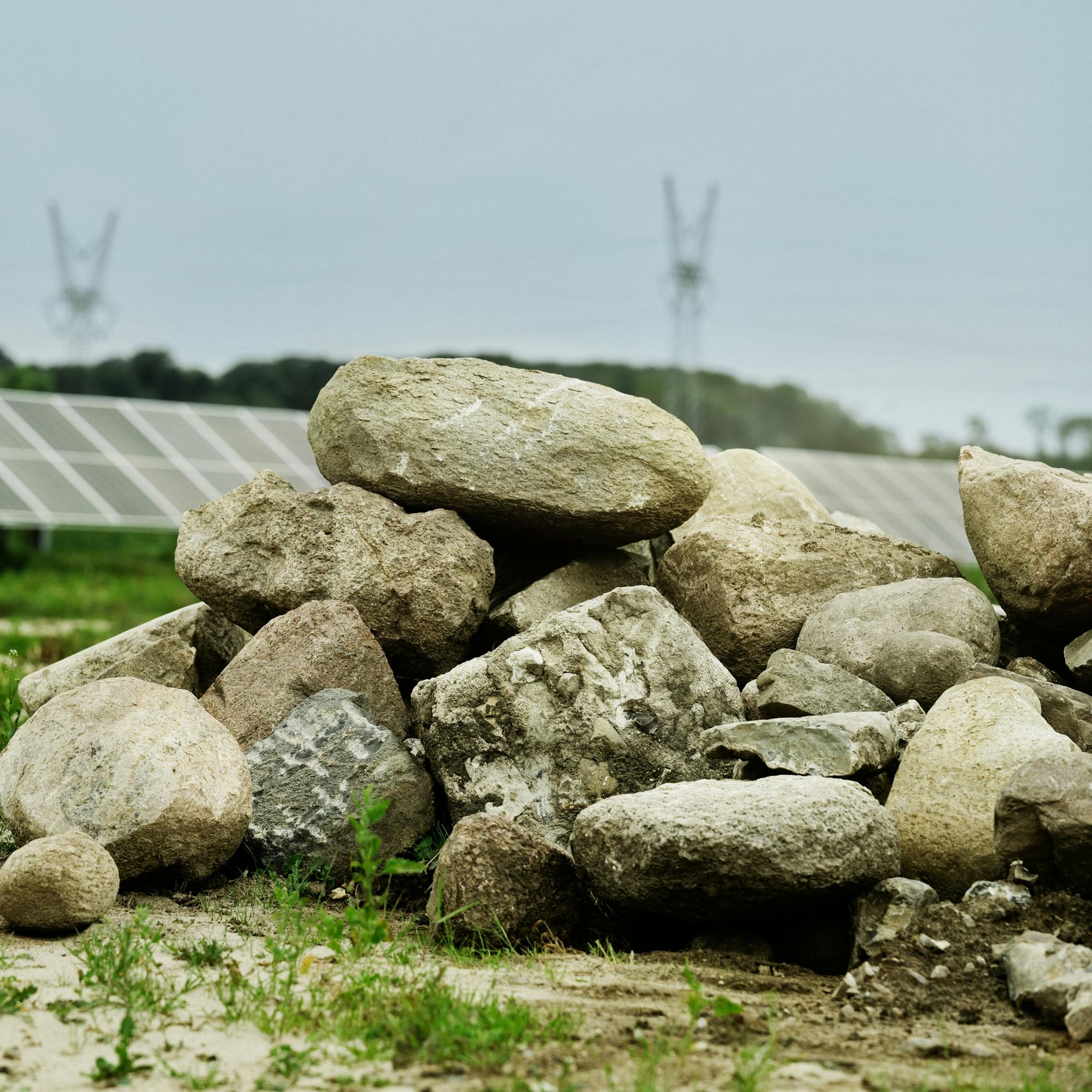 Stones in a solar park